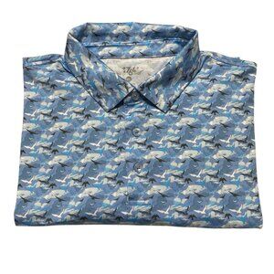1764 Golf Polo Shirt Men Size XL Bird Design Blue Short Sleeve